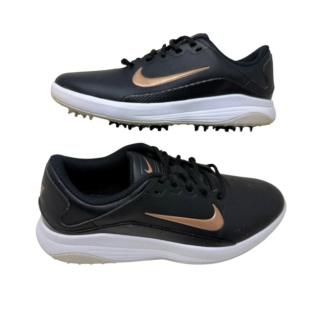 Nike Victory G Golf Shoes Soft Spikes Black Rose Gold Womens 8.5 Wide AQ2323-001
